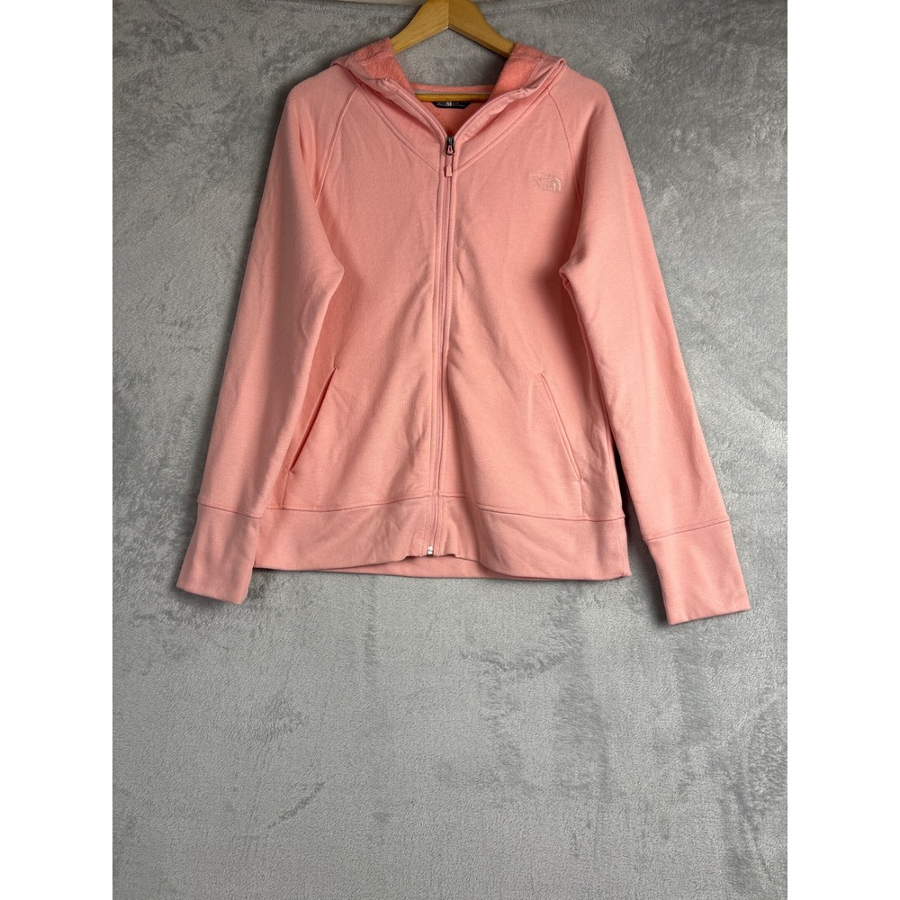 The‎ North Face Womens XL Peach Pink Full Zip Hoodie Raglan Sleeve Fleece Jacket